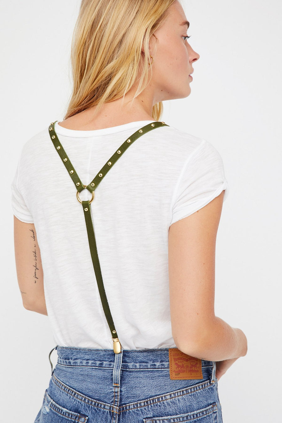 LUX Studded Leather Suspenders
