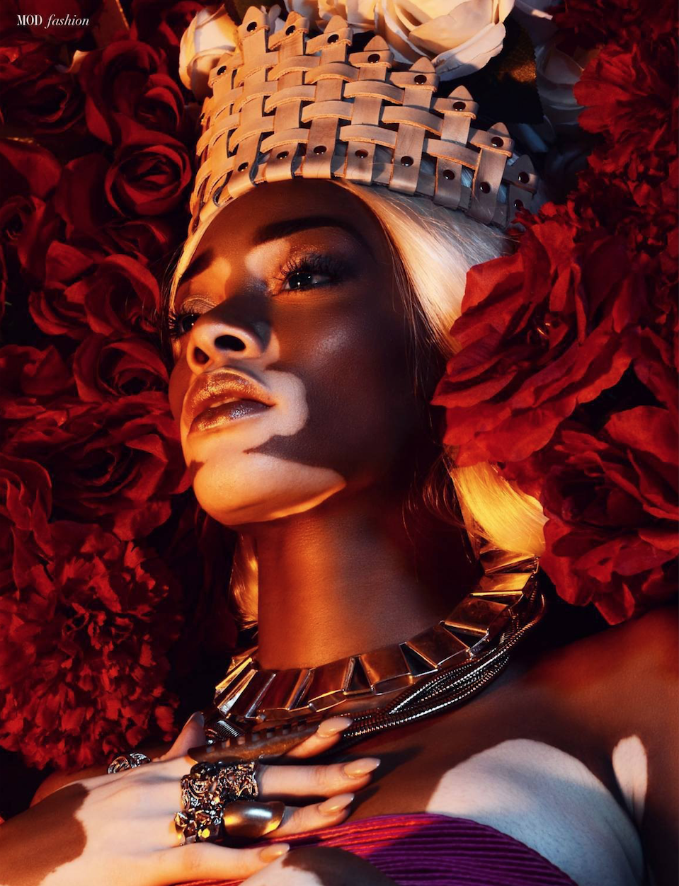 Winnie Harlow wears a Custom JAKIMAC Crown in Mod Magazine