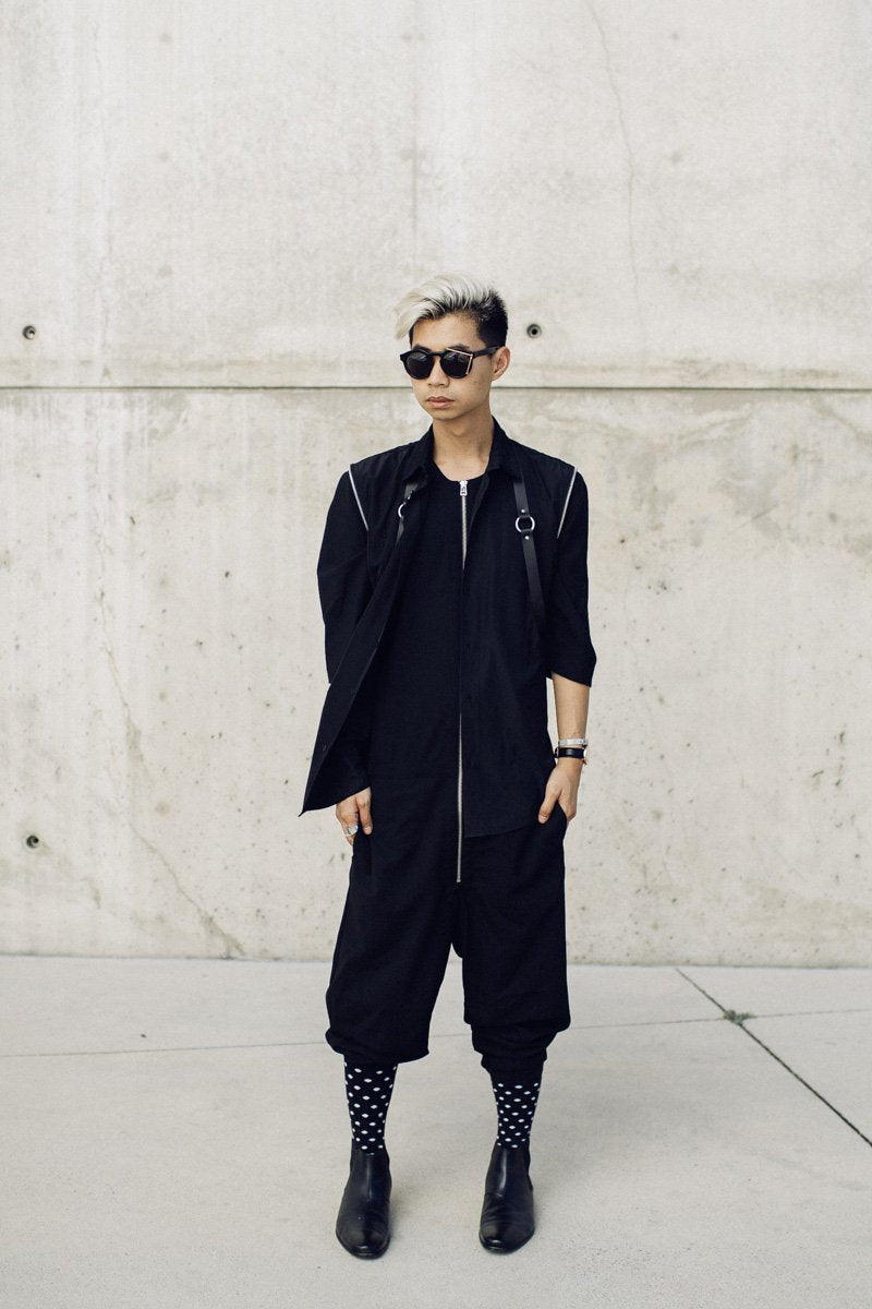 Los Angeles-based Artist wears the PLEDGE Harness