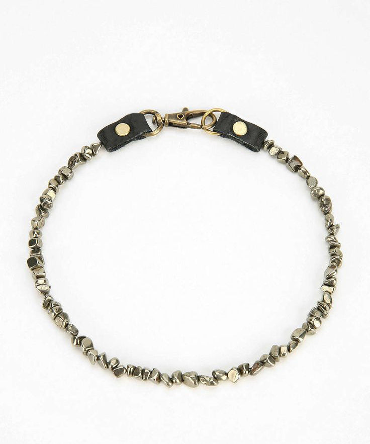Pyrite Stone & Leather Choker - JAKIMAC
 - 1